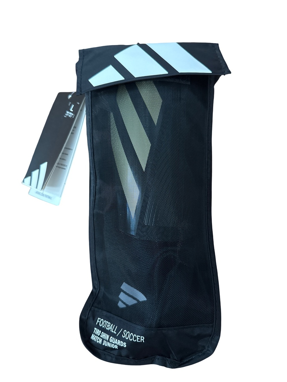 Adidas Shin Guards Size Large (4’7-5’3) Black Slip Over Foot Straps Soccer